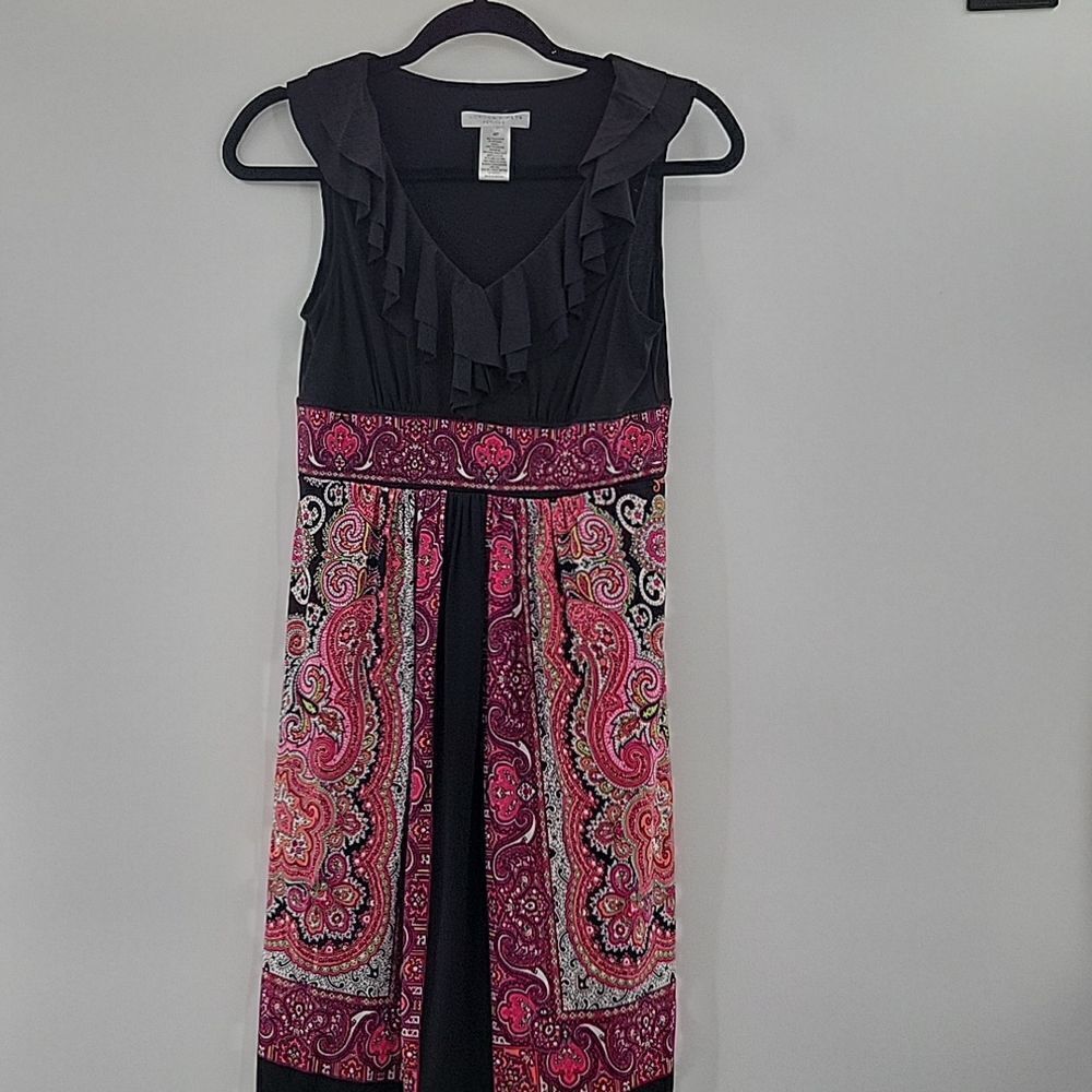 3 For$20 London Times  Black dress w/ multi color design size 4P